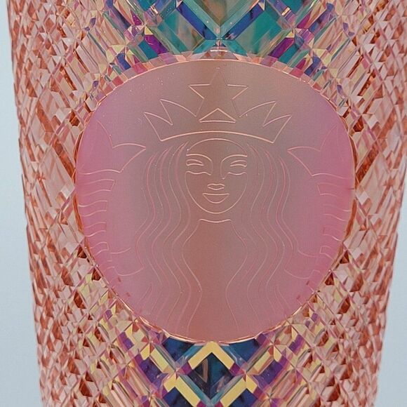 New Starbucks 2022 Winter Holiday Jeweled Stud 24oz Tumbler Cold Cup Rose Gold - Picture 2 of 8